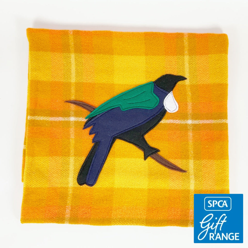 Artearoa - Tui Cushion Cover - Golden Yellow Check
