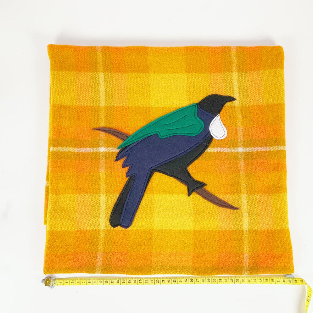 Artearoa - Tui Cushion Cover - Golden Yellow Check