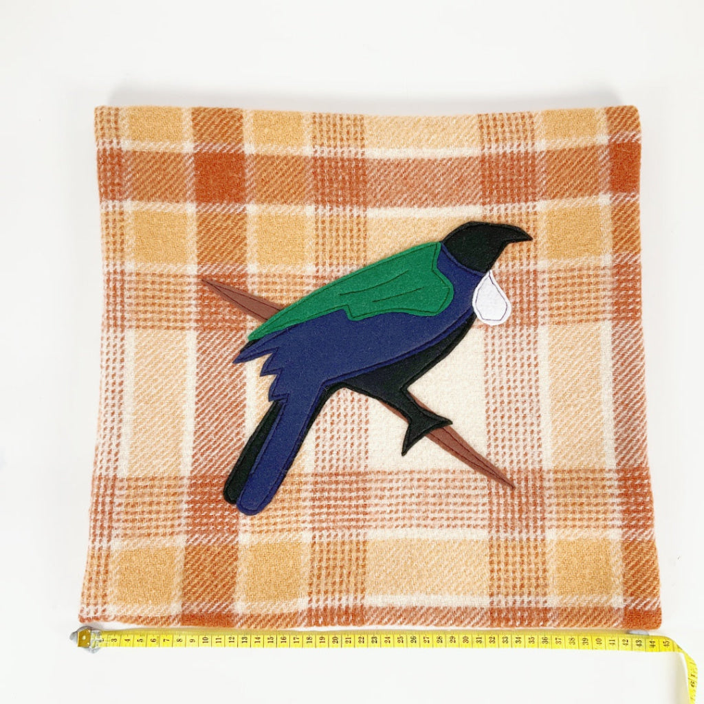 Artearoa - Tui Cushion Cover - Rust & Cream Check