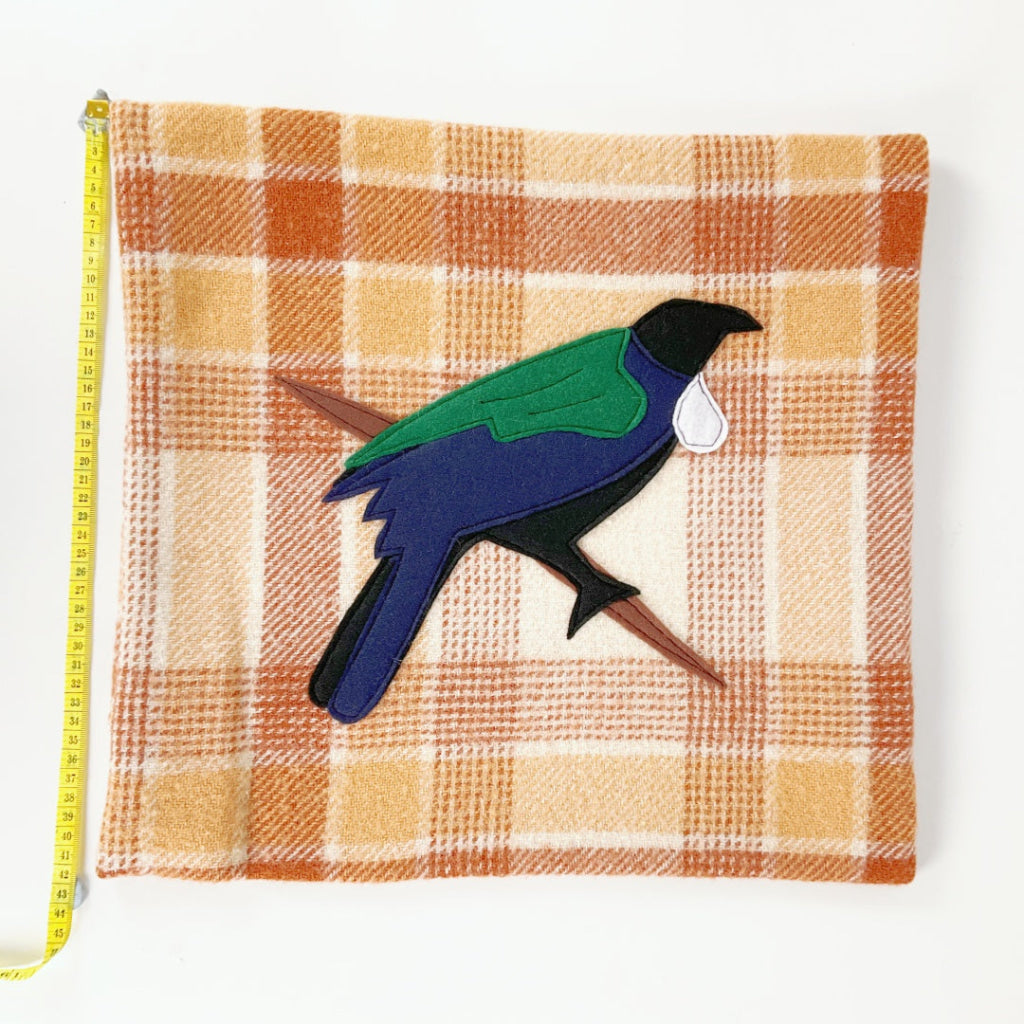 Artearoa - Tui Cushion Cover - Rust & Cream Check