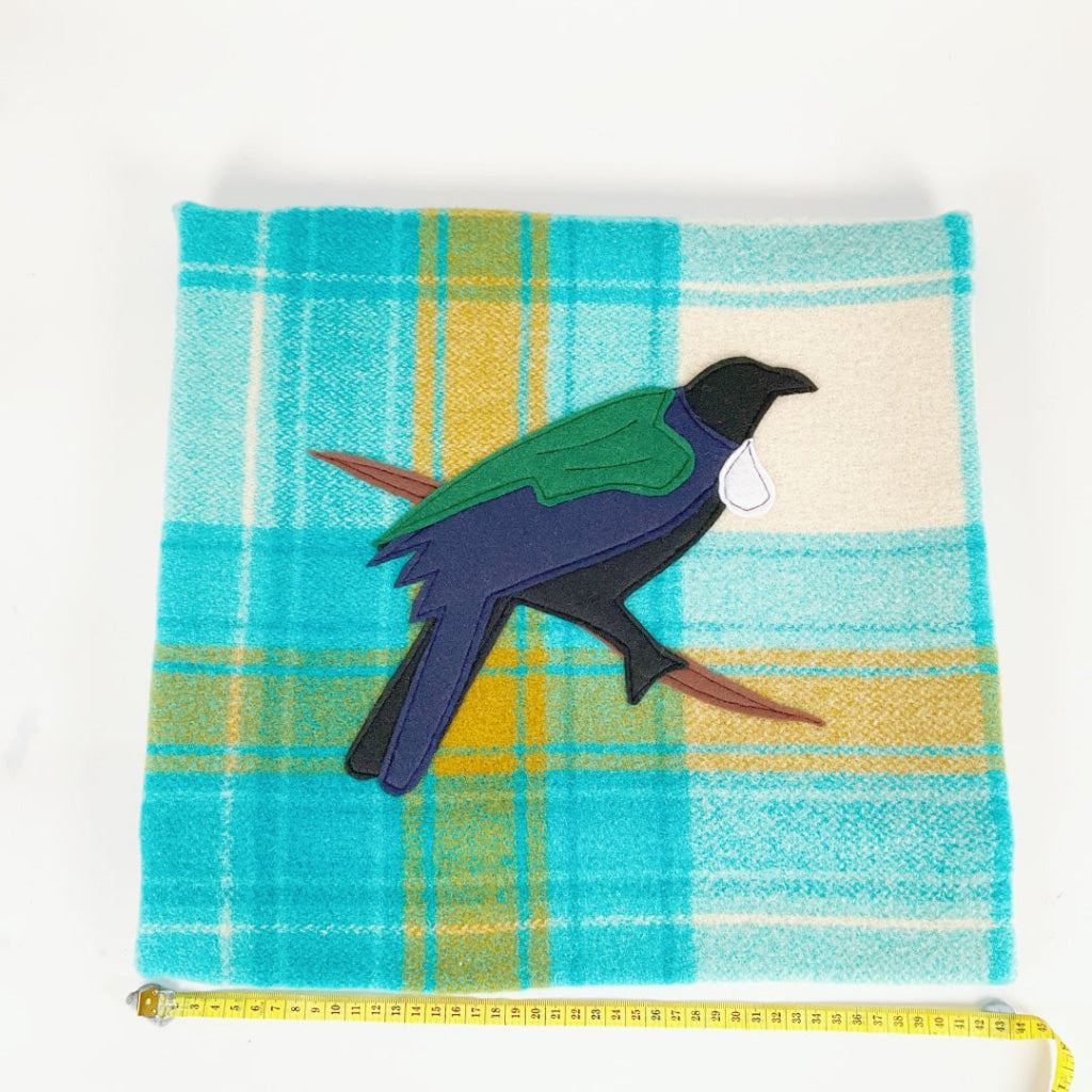 Artearoa - Tui Cushion Cover - Turquoise & Cream Check