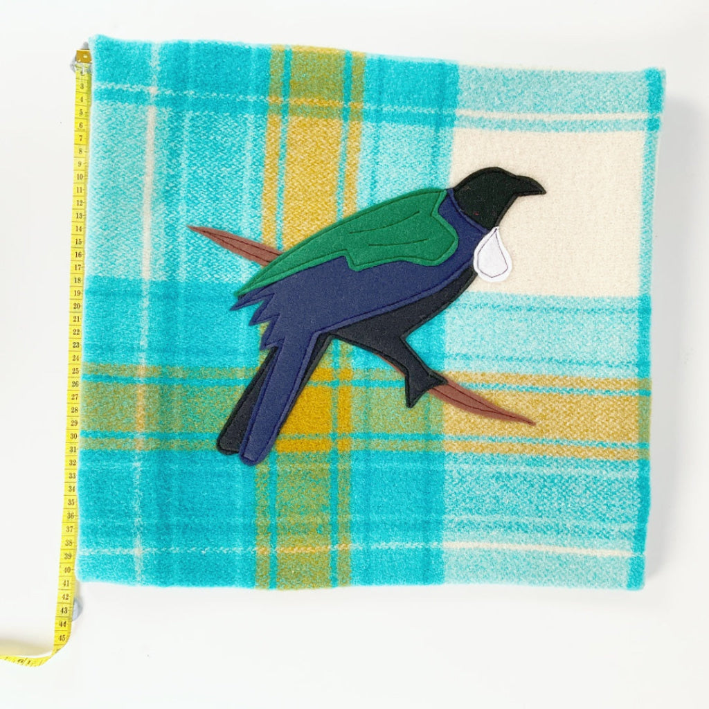 Artearoa - Tui Cushion Cover - Turquoise & Cream Check
