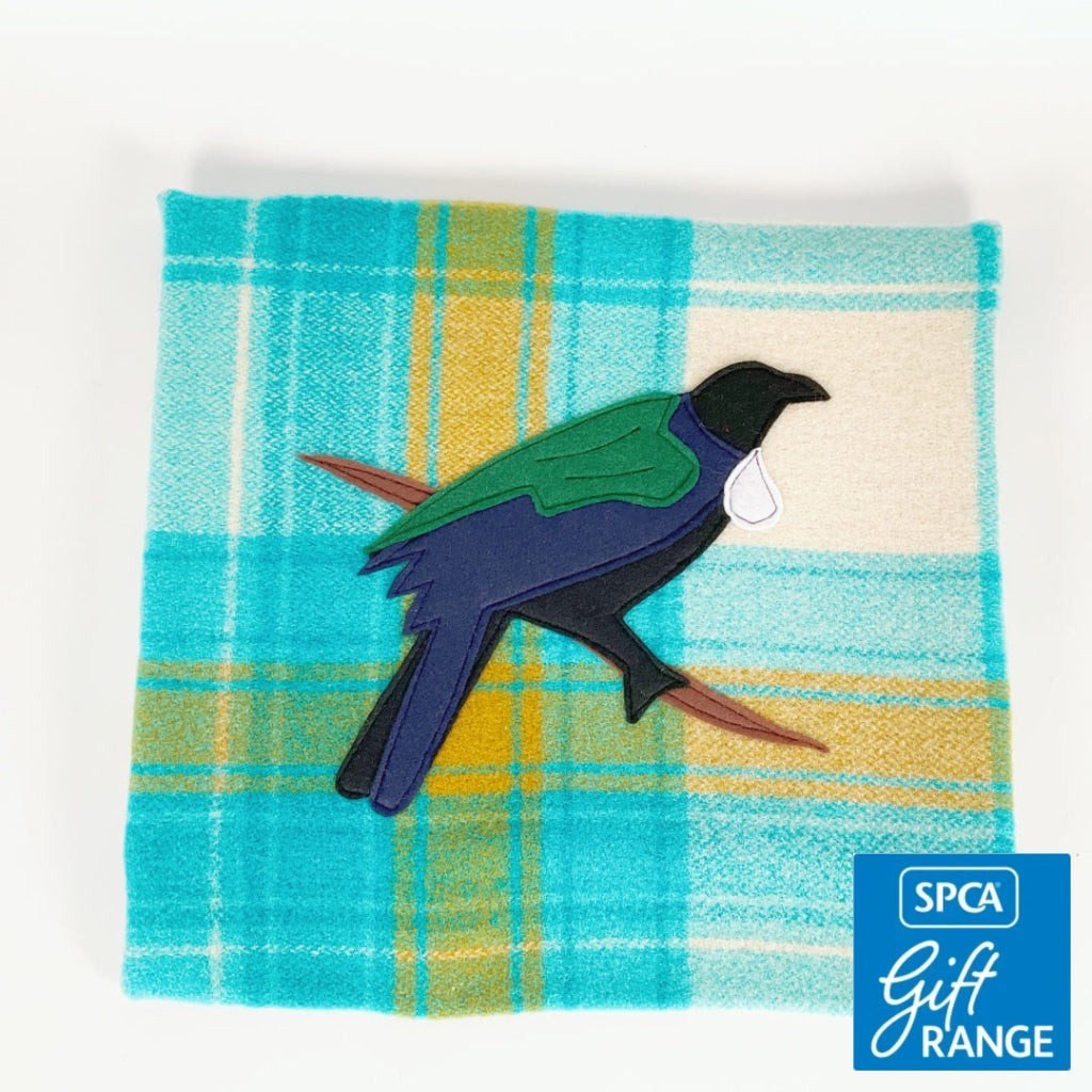 Artearoa - Tui Cushion Cover - Turquoise & Cream Check