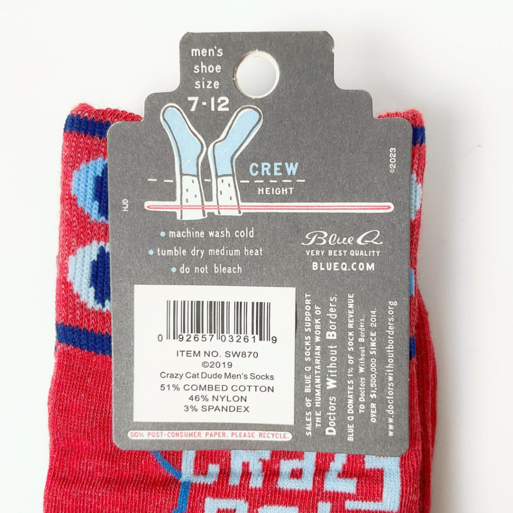 BlueQ - Crazy Cat Dude Men’s Socks