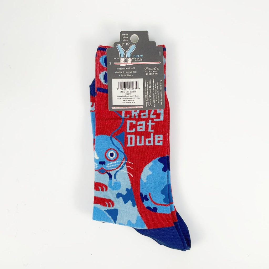 BlueQ - Crazy Cat Dude Men’s Socks