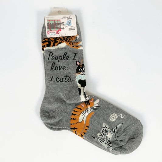 BlueQ - People I Love: Cats Crew Socks