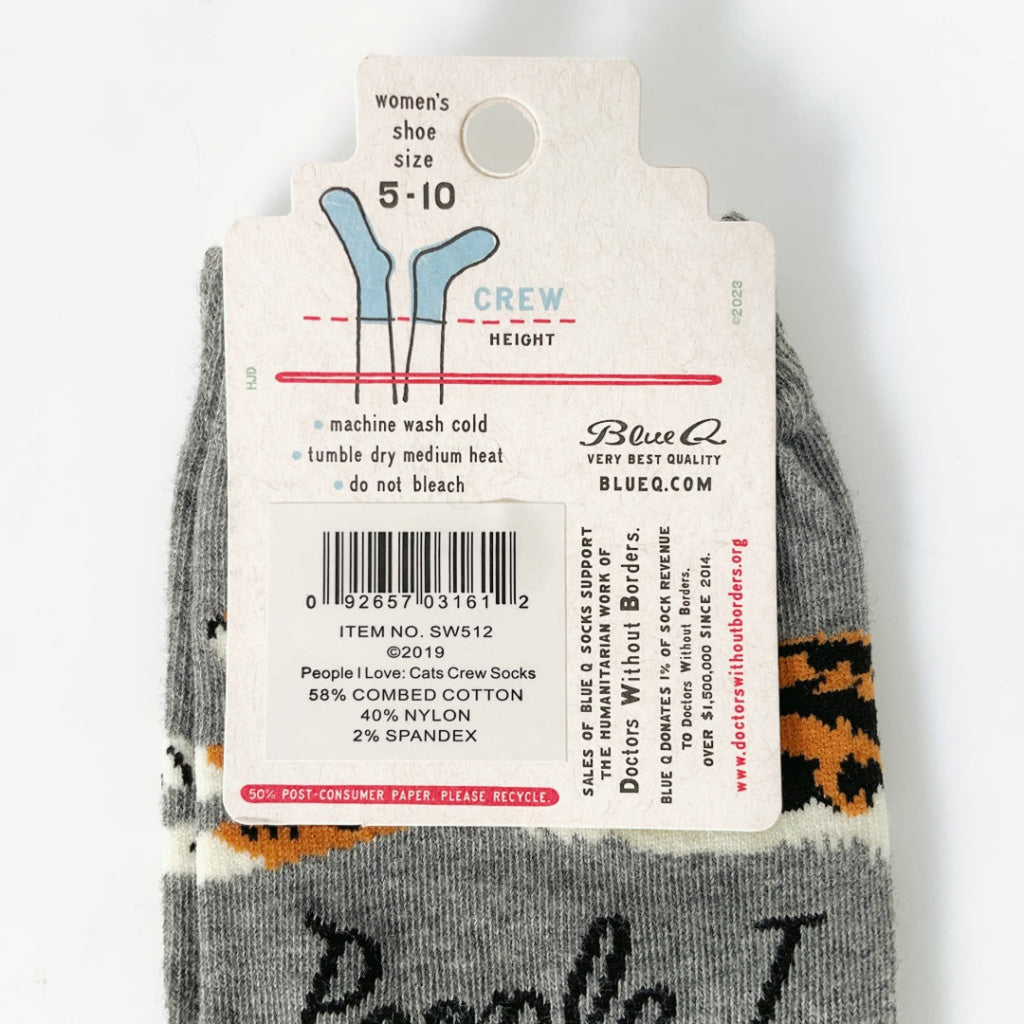 BlueQ - People I Love: Cats Crew Socks