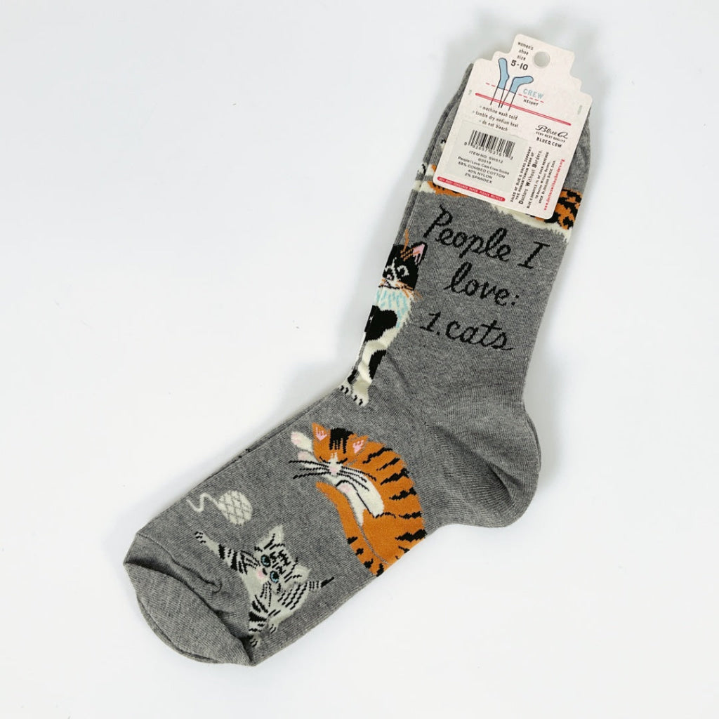 BlueQ - People I Love: Cats Crew Socks