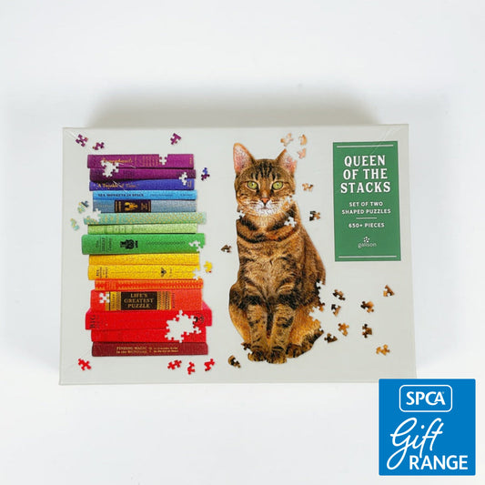 Galison - QUEEN OF THE STACKS Set Of Two Shaped Puzzles