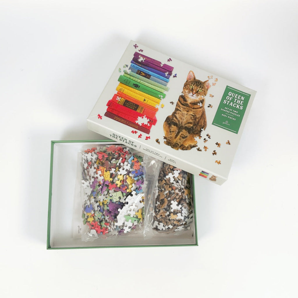 Galison - QUEEN OF THE STACKS Set Of Two Shaped Puzzles