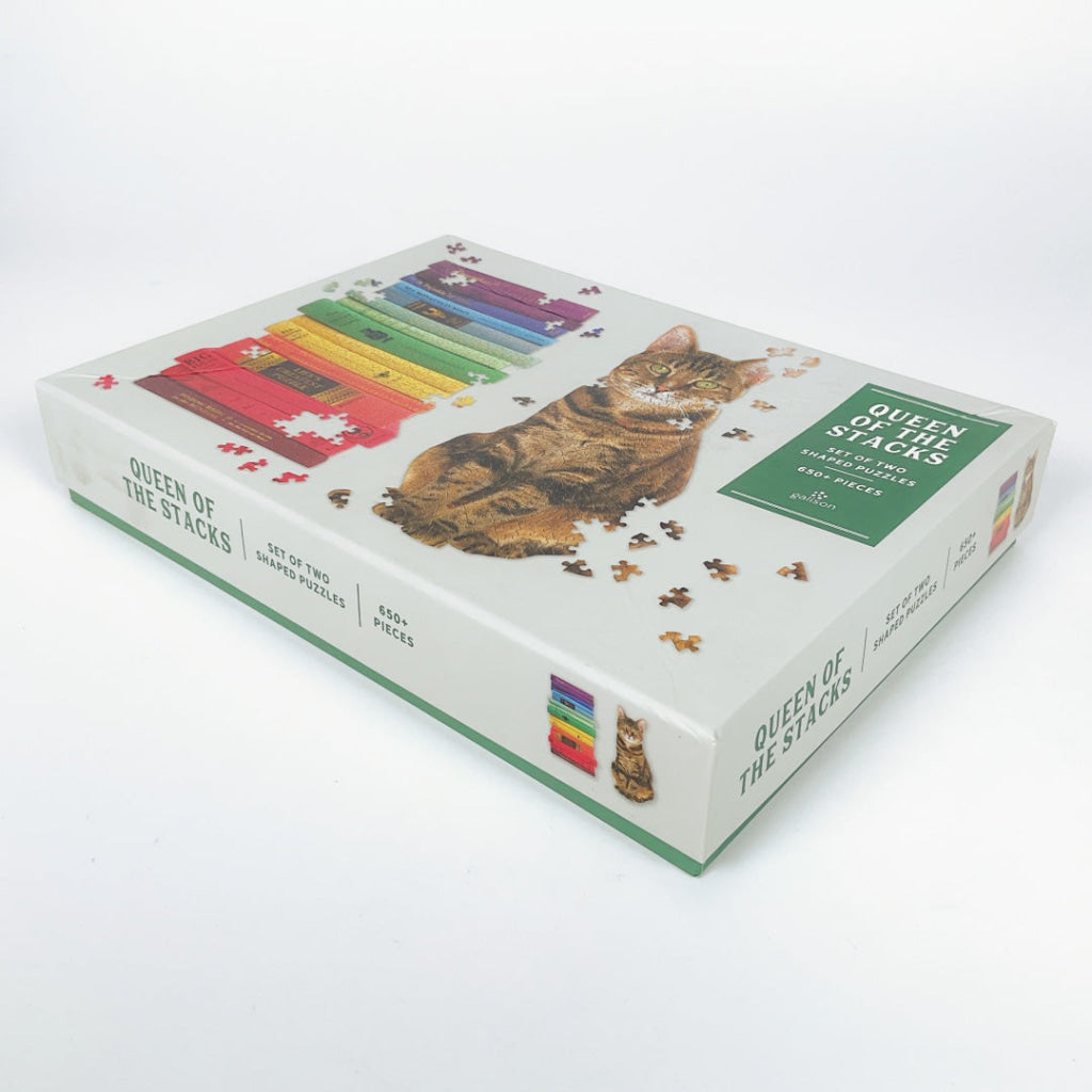 Galison - QUEEN OF THE STACKS Set Of Two Shaped Puzzles