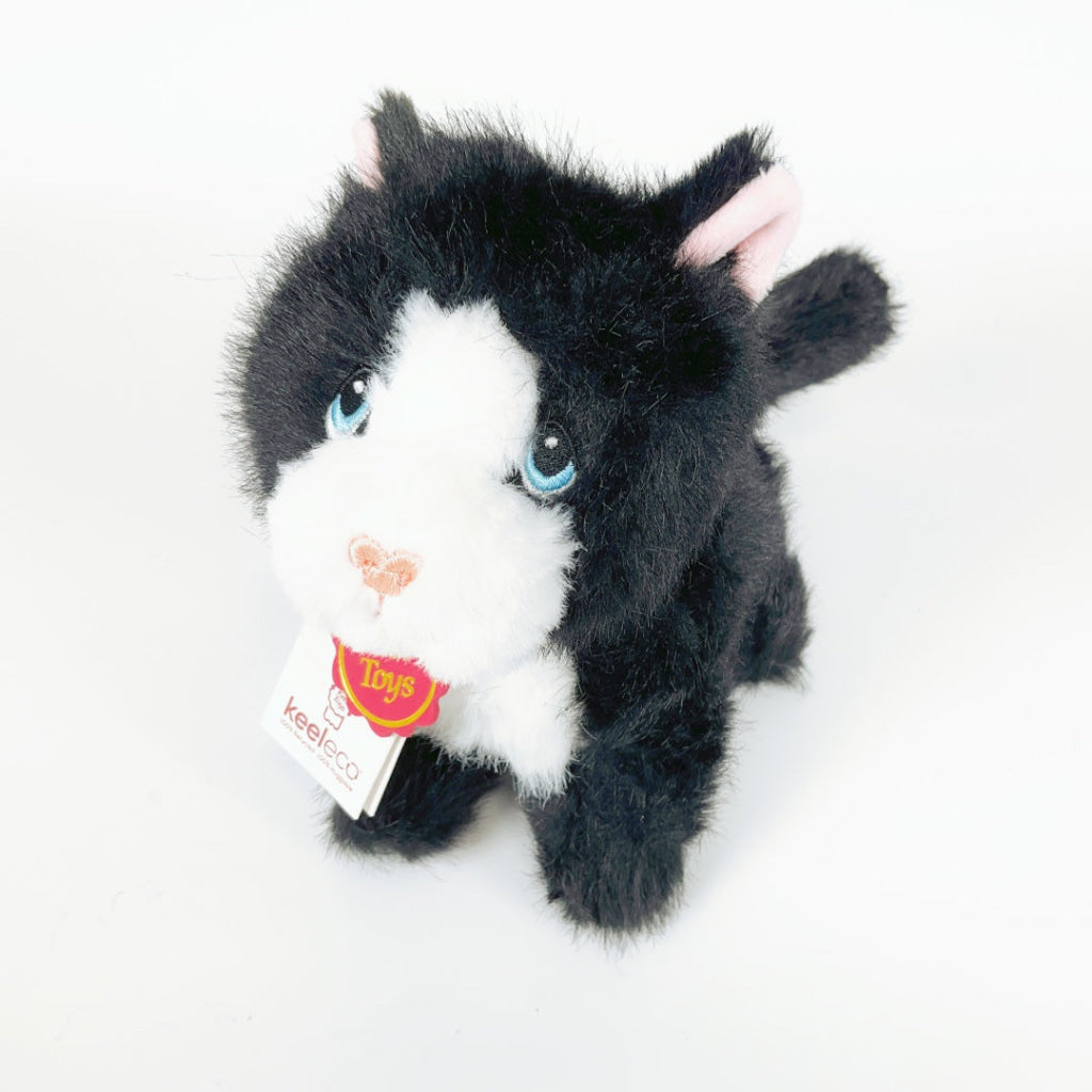 Keeleco - 18cm Pouncing Kitty Love - Black-and-White