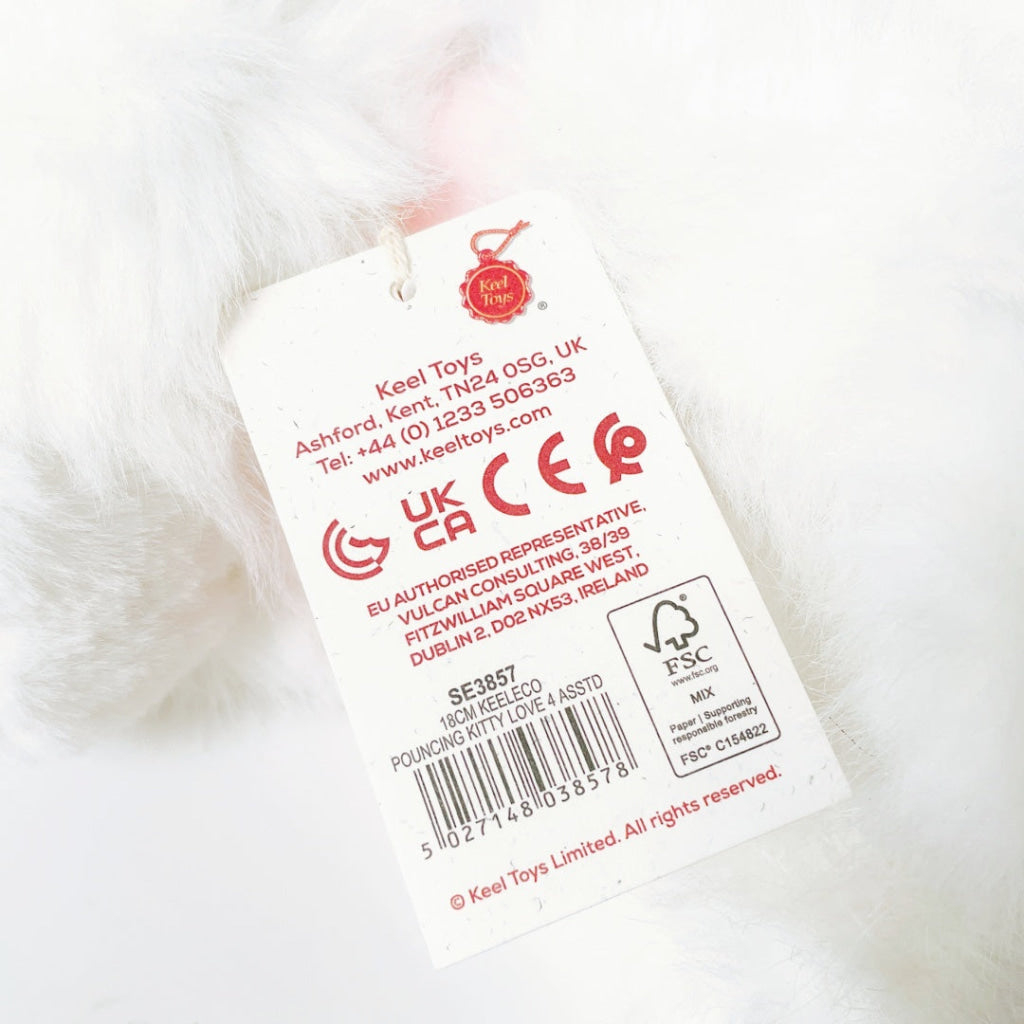 Keeleco - 18cm Pouncing Kitty Love - White