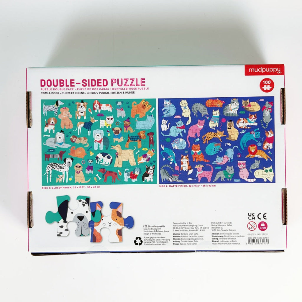 Mudpuppy - Cats and Dogs 100 Piece Double-Sided Puzzle