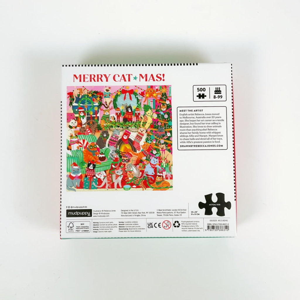 Mudpuppy - Merry Catmas 500pcs Family Puzzle