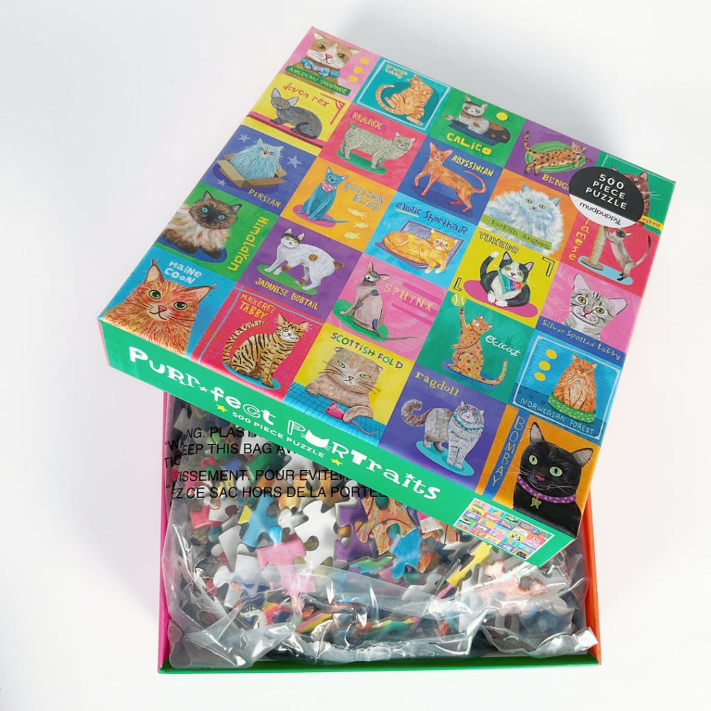Mudpuppy - Purr-fect Portraits 500 Piece Family Puzzle