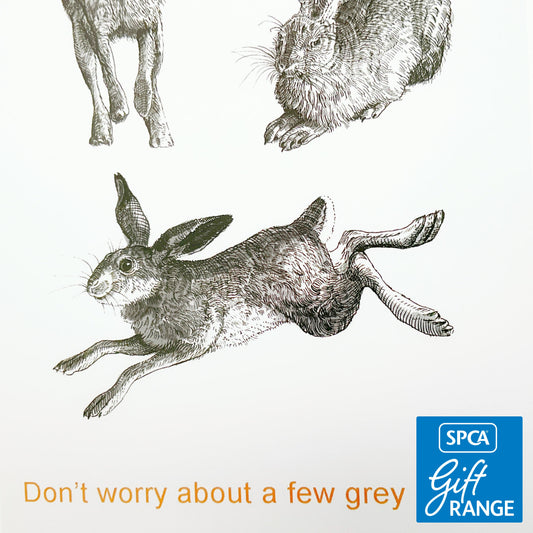 Palm Prints - Don’t Worry About A Few Grey Hares! Card