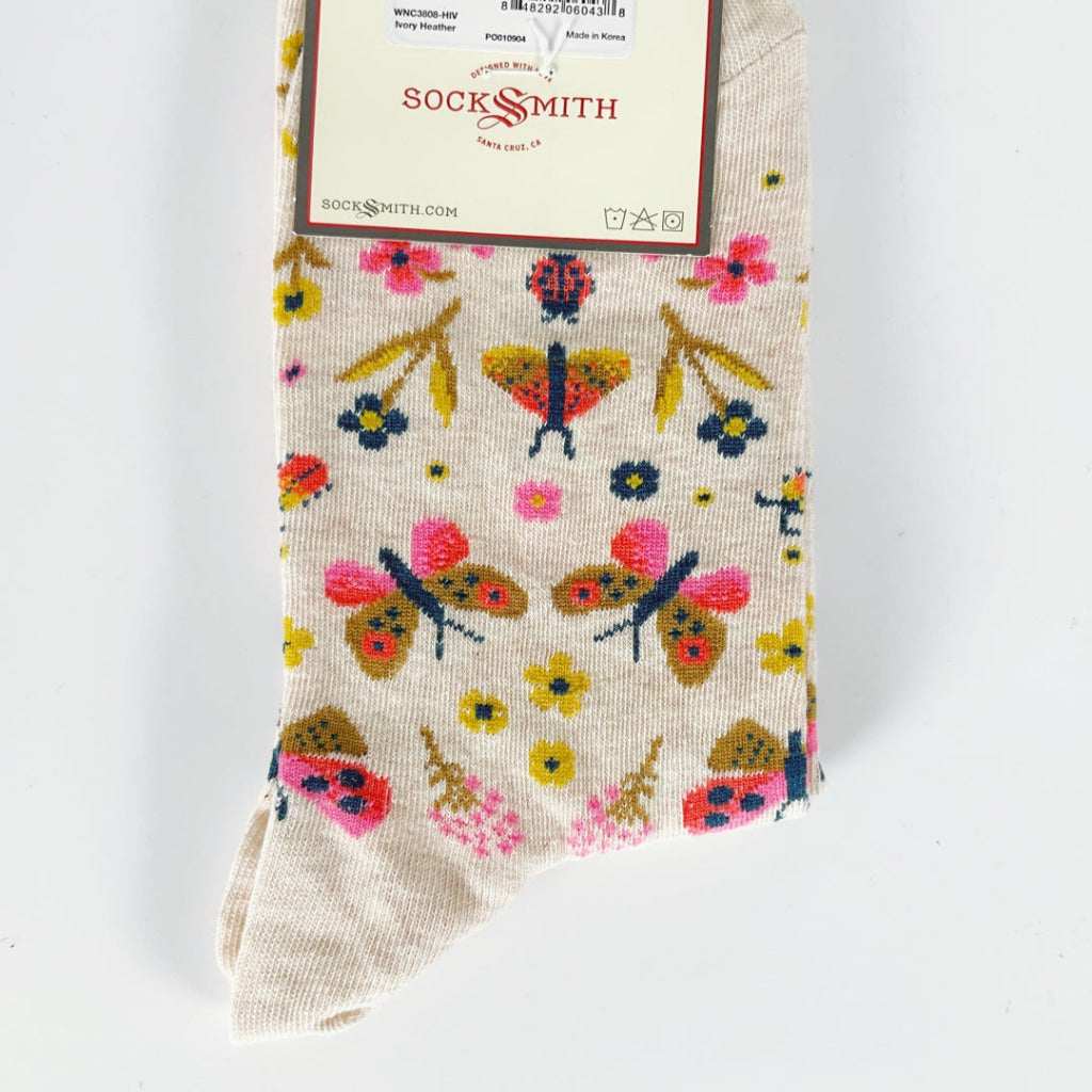 Sock Smith - Butterfly Floral - Ivory Heather