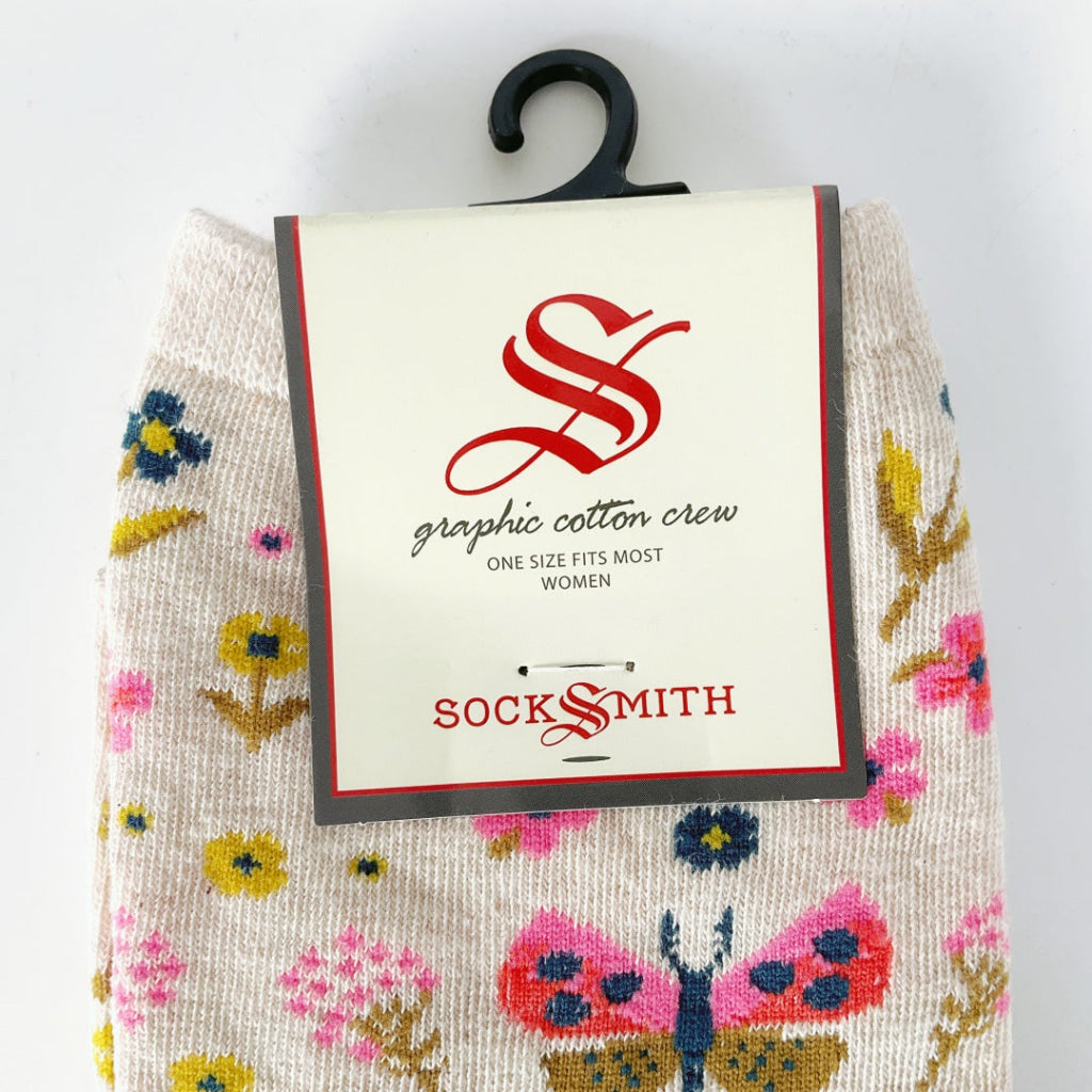 Sock Smith - Butterfly Floral - Ivory Heather