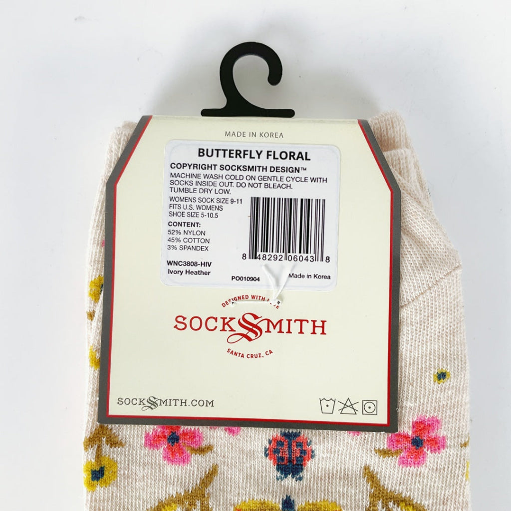 Sock Smith - Butterfly Floral - Ivory Heather
