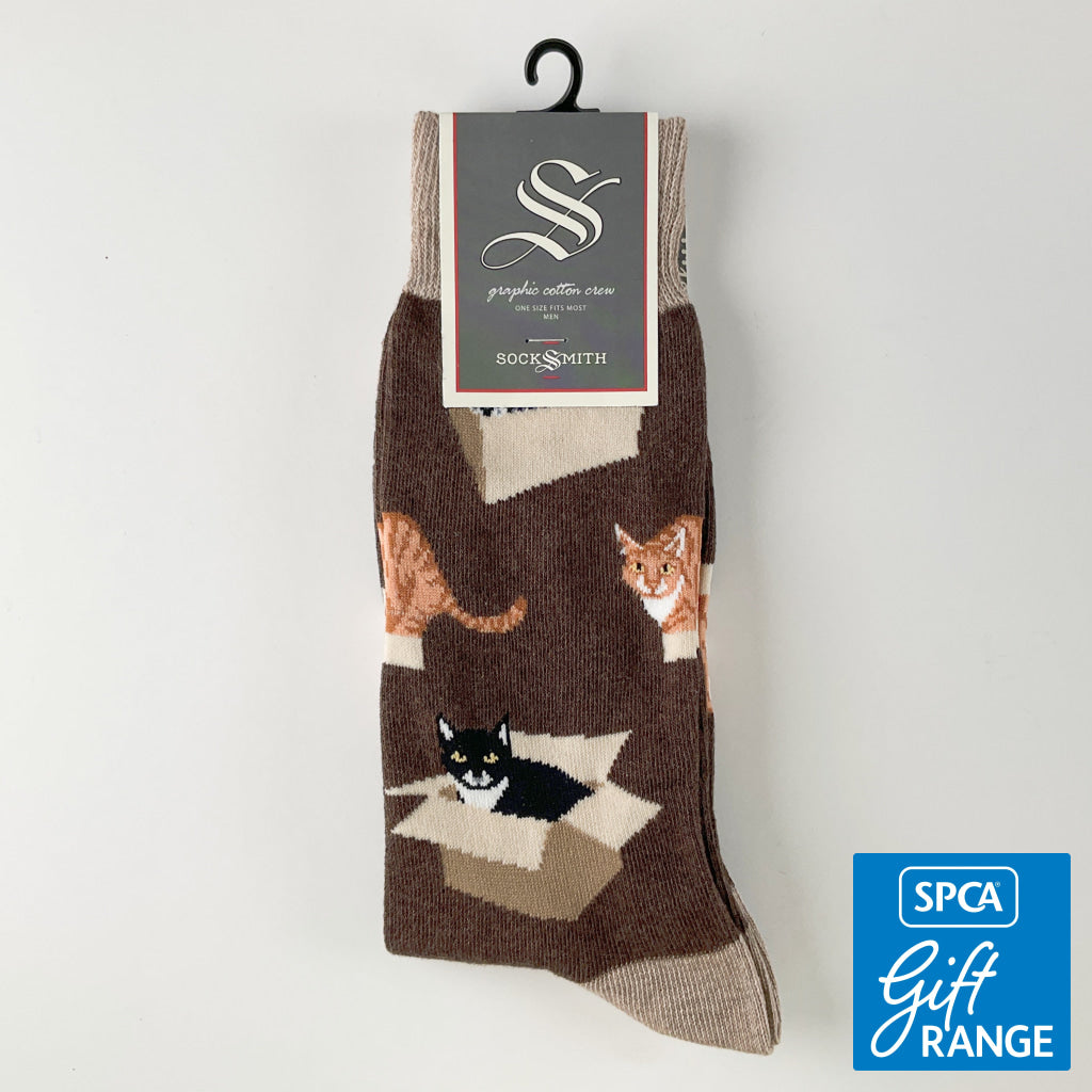 Sock Smith - Cat In A Box Brown Heather