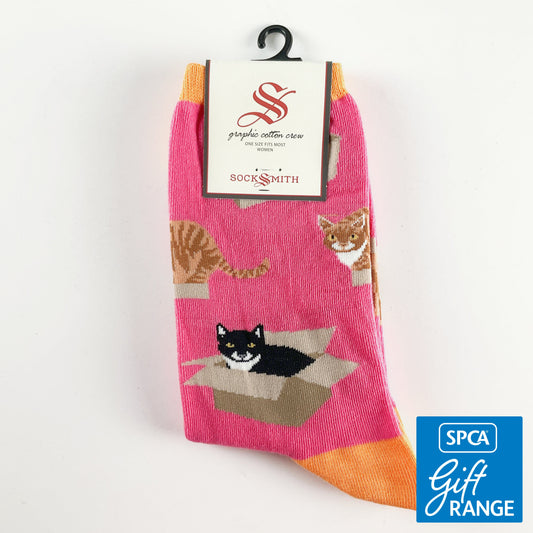 Sock Smith - Cat In A Box Pink
