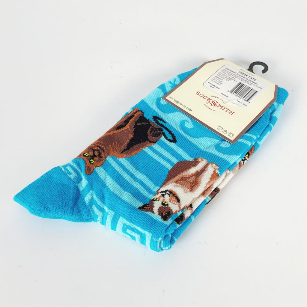 Sock Smith - Greek Cats - Blue