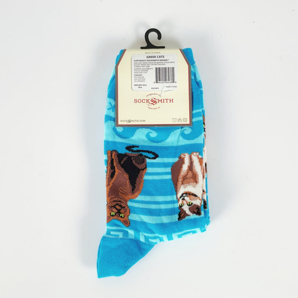 Sock Smith - Greek Cats - Blue