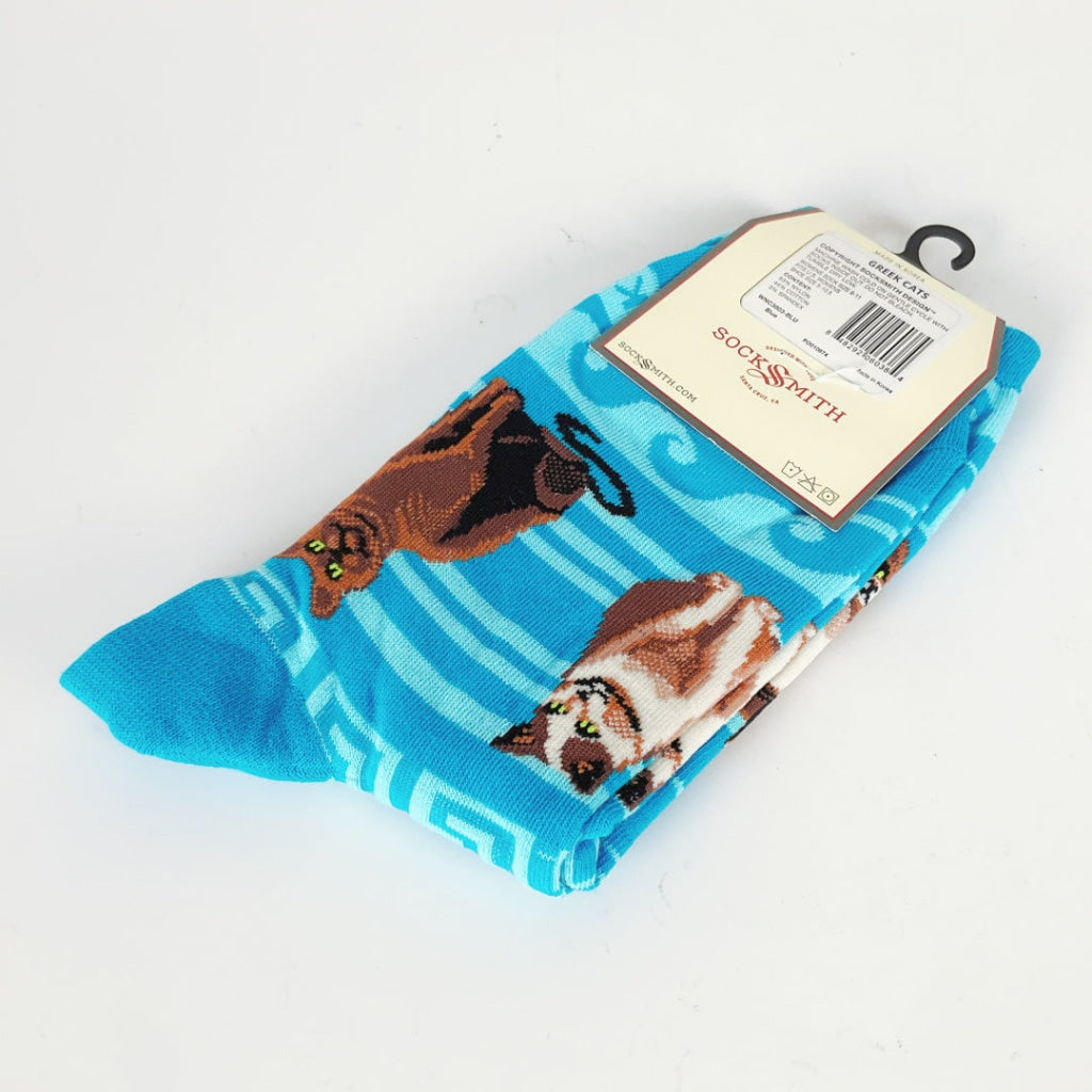 Sock Smith - Greek Cats - Blue