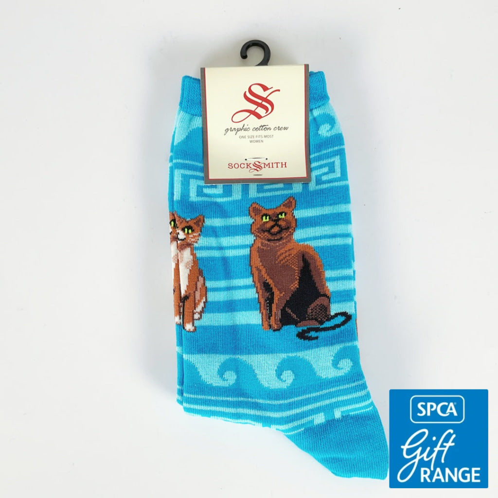 Sock Smith - Greek Cats - Blue