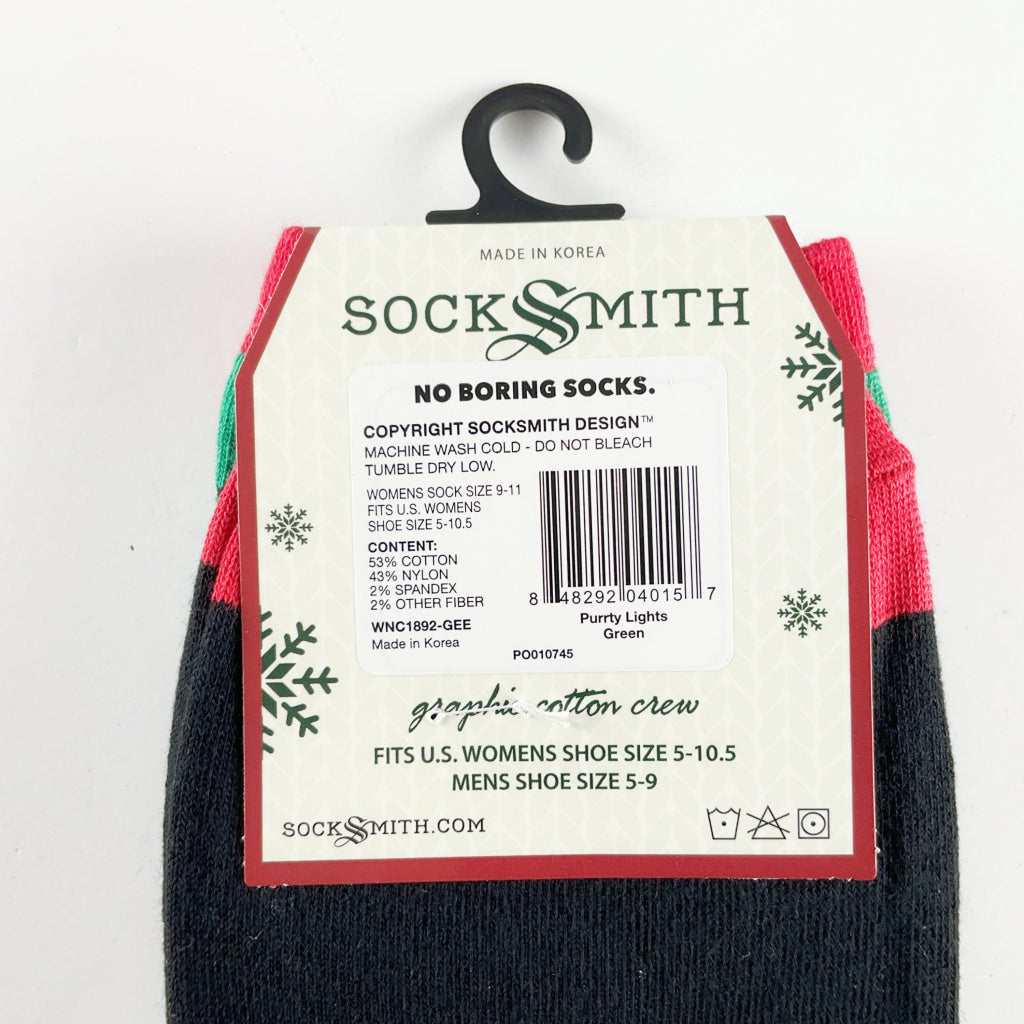 Sock Smith - Purrty Lights Green