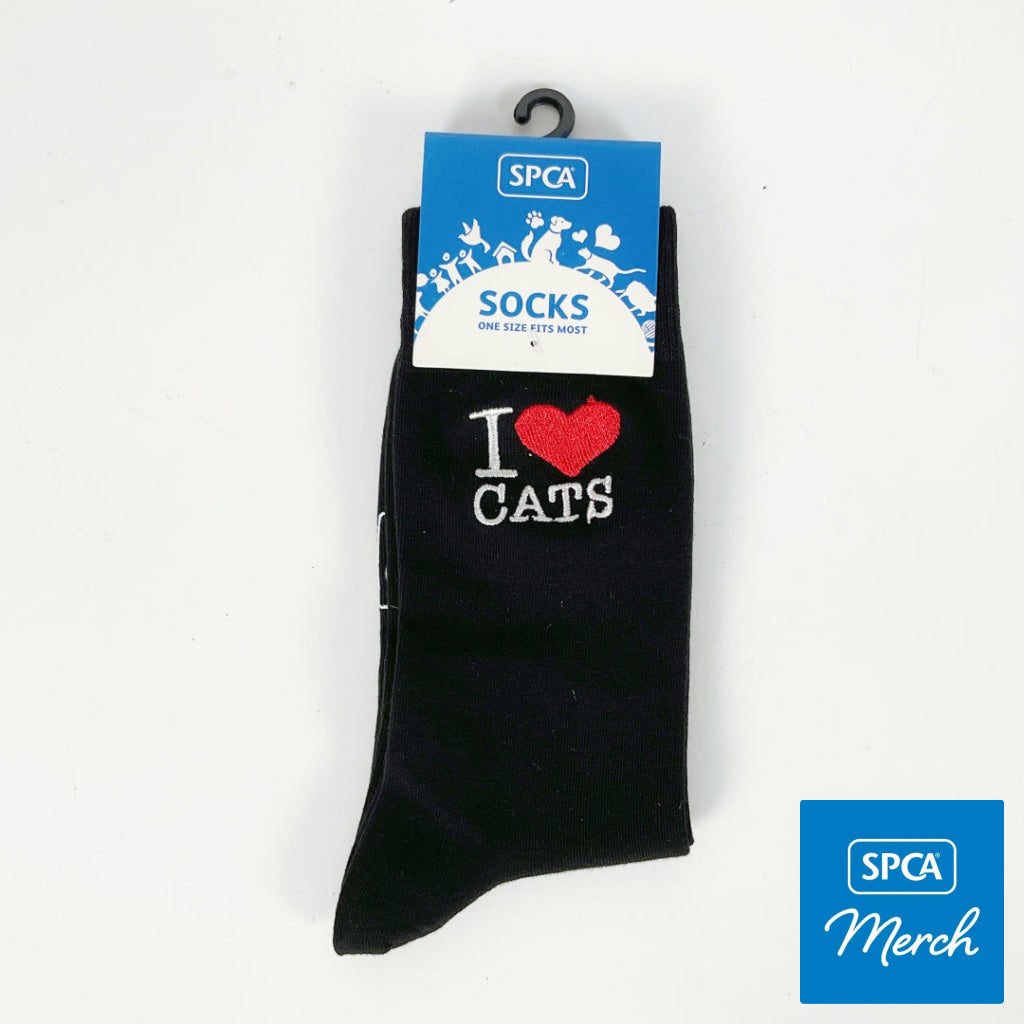 SPCA – SOCKS – I LOVE CATS – BLACK