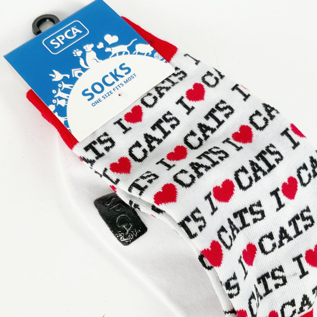 SPCA – SOCKS – I LOVE CATS – WHITE