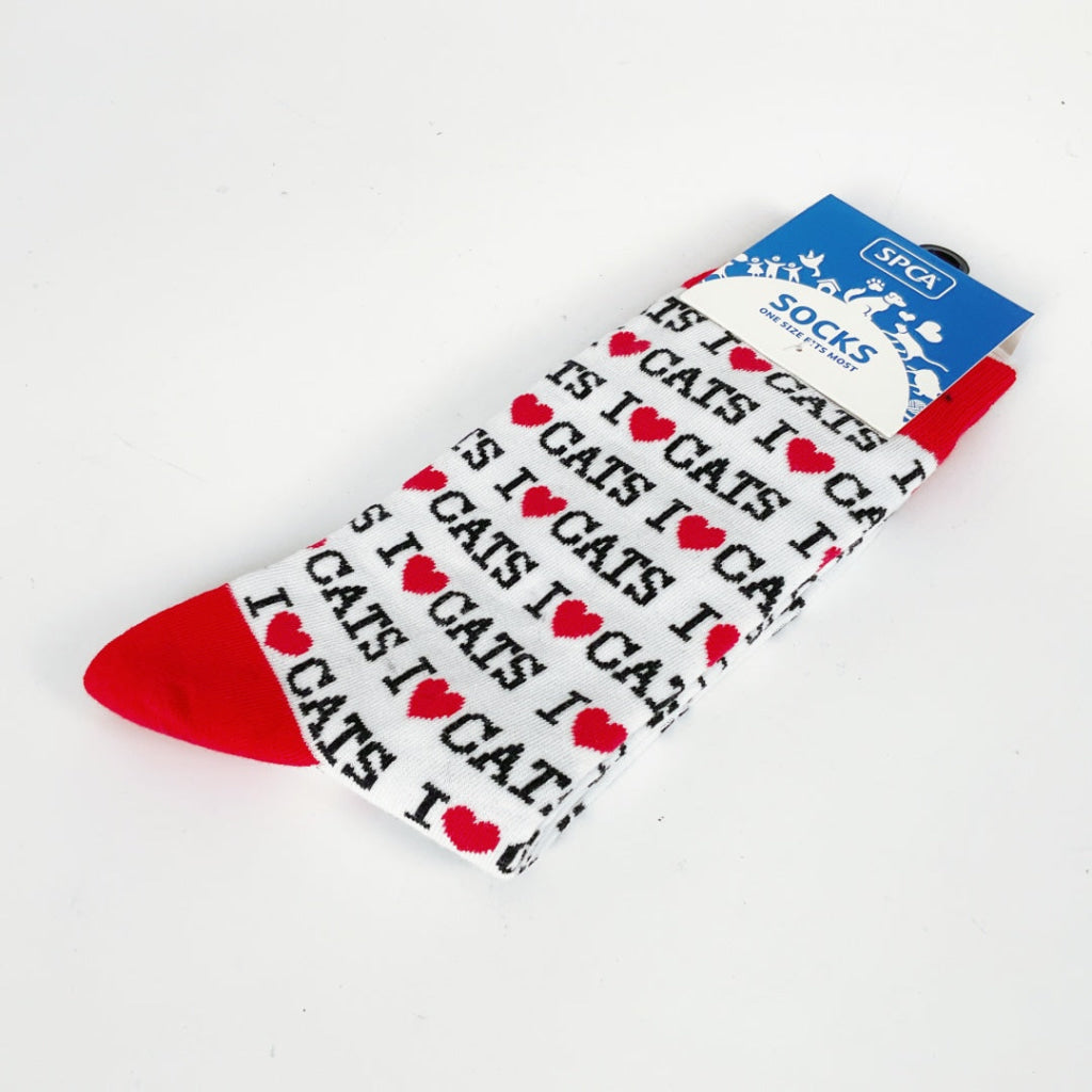 SPCA – SOCKS – I LOVE CATS – WHITE