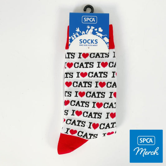 SPCA – SOCKS – I LOVE CATS – WHITE