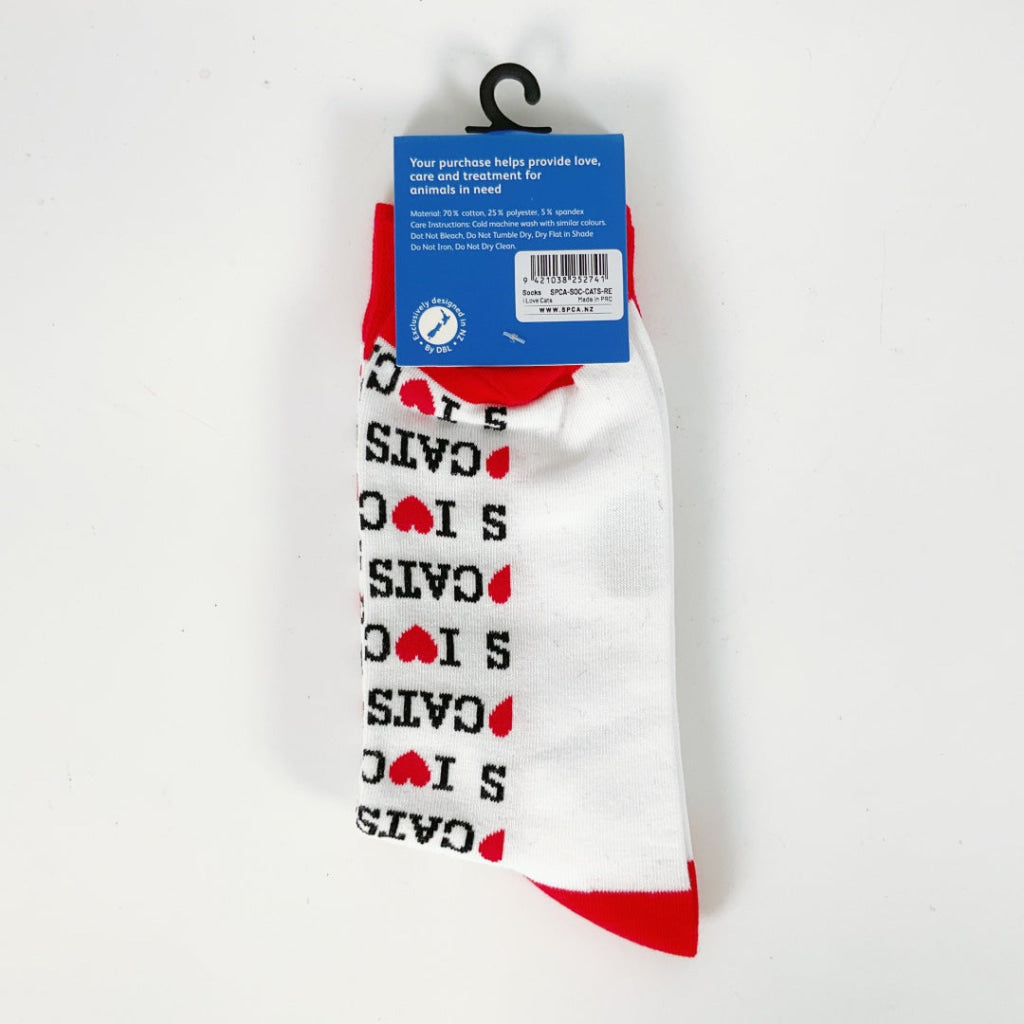 SPCA – SOCKS – I LOVE CATS – WHITE