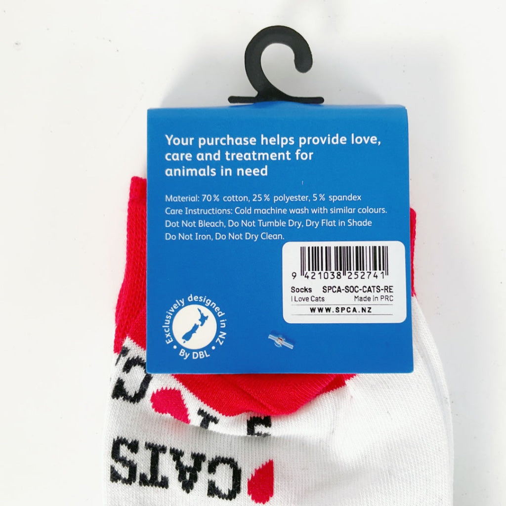 SPCA – SOCKS – I LOVE CATS – WHITE
