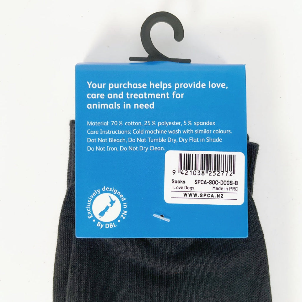 SPCA – SOCKS – I LOVE DOGS – BLACK