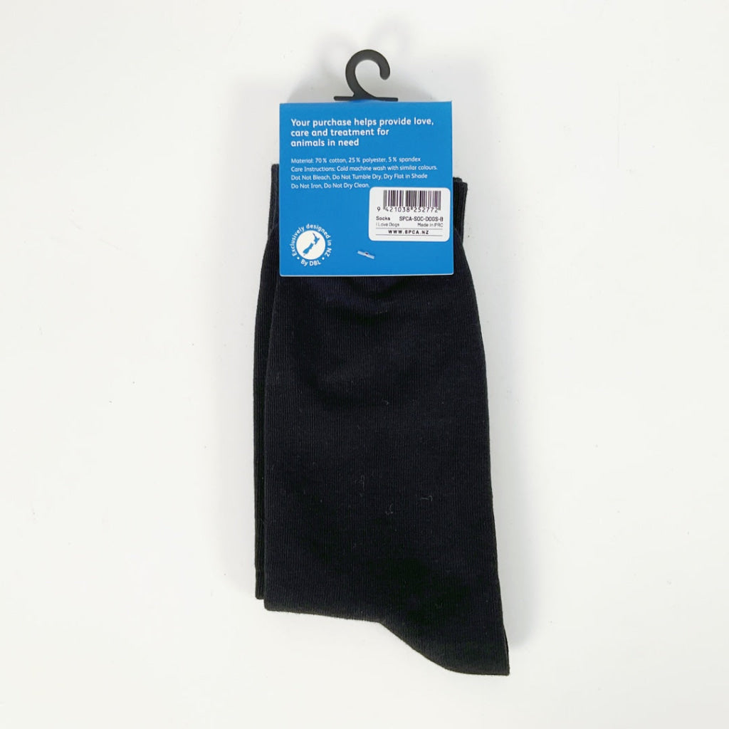SPCA – SOCKS – I LOVE DOGS – BLACK