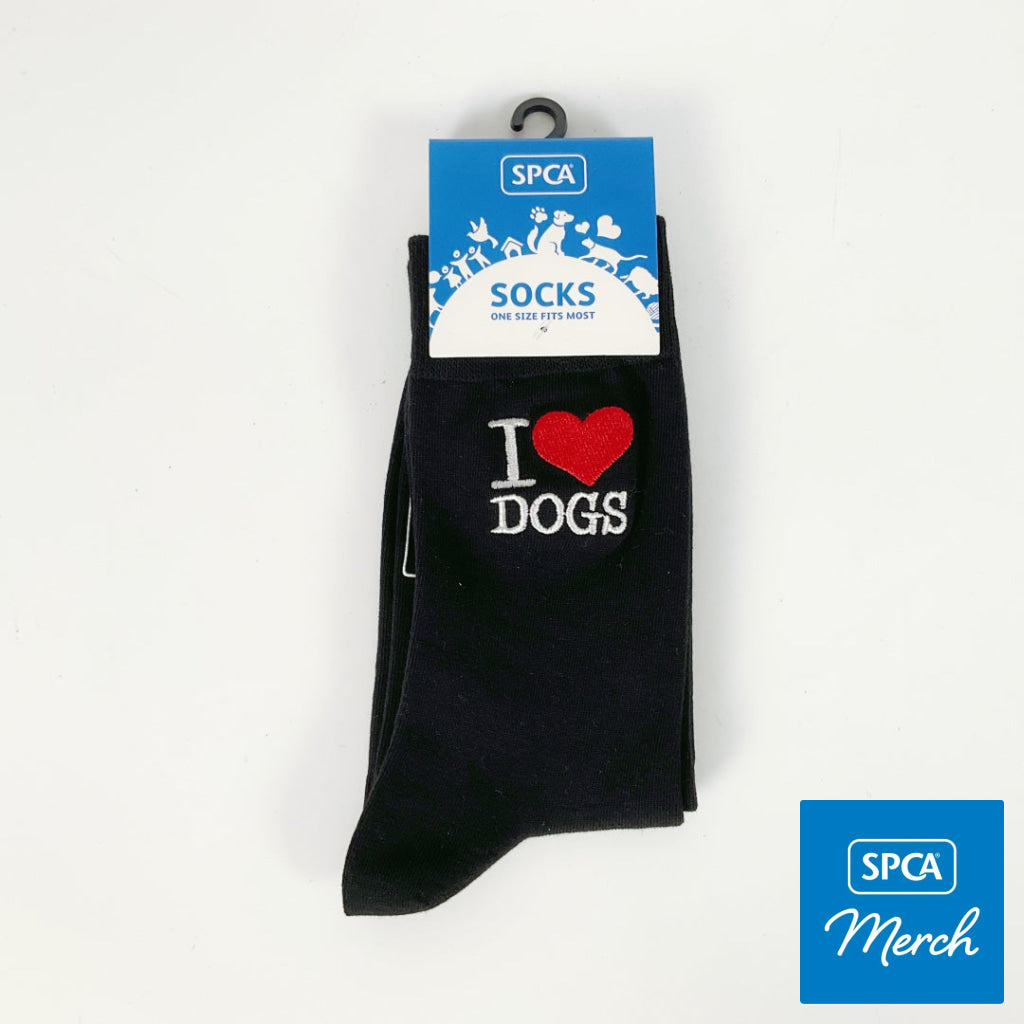 SPCA – SOCKS – I LOVE DOGS – BLACK