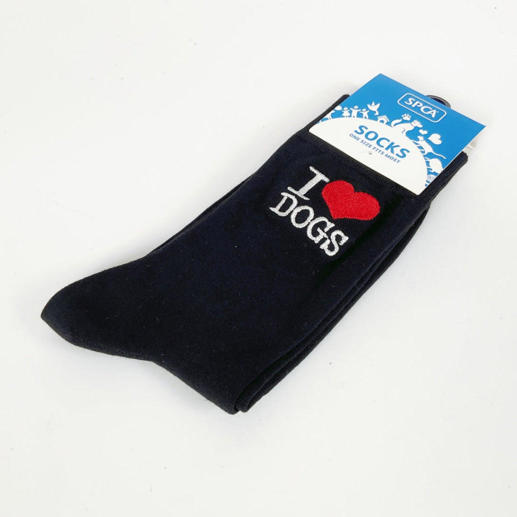 SPCA – SOCKS – I LOVE DOGS – BLACK
