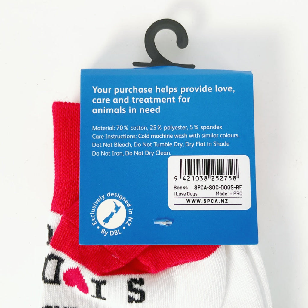 SPCA – SOCKS – I LOVE DOGS – WHITE