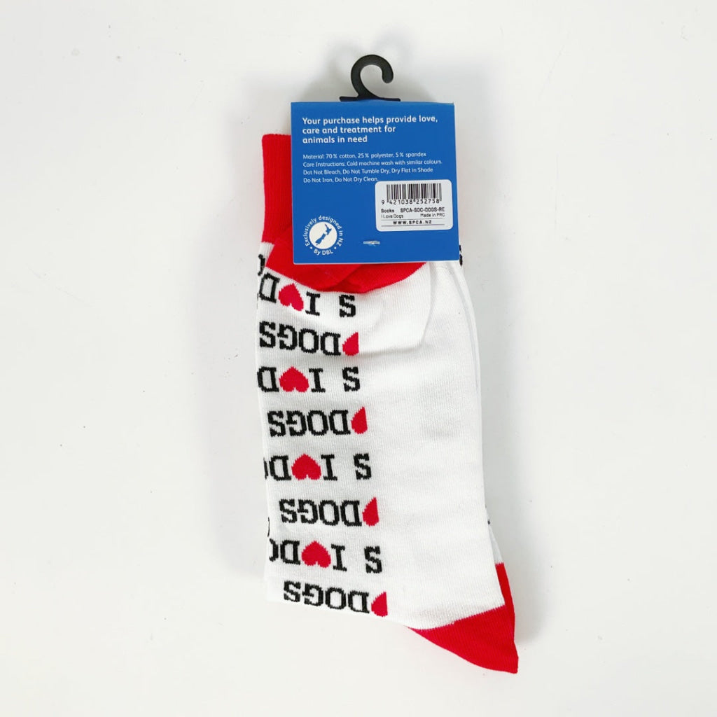 SPCA – SOCKS – I LOVE DOGS – WHITE