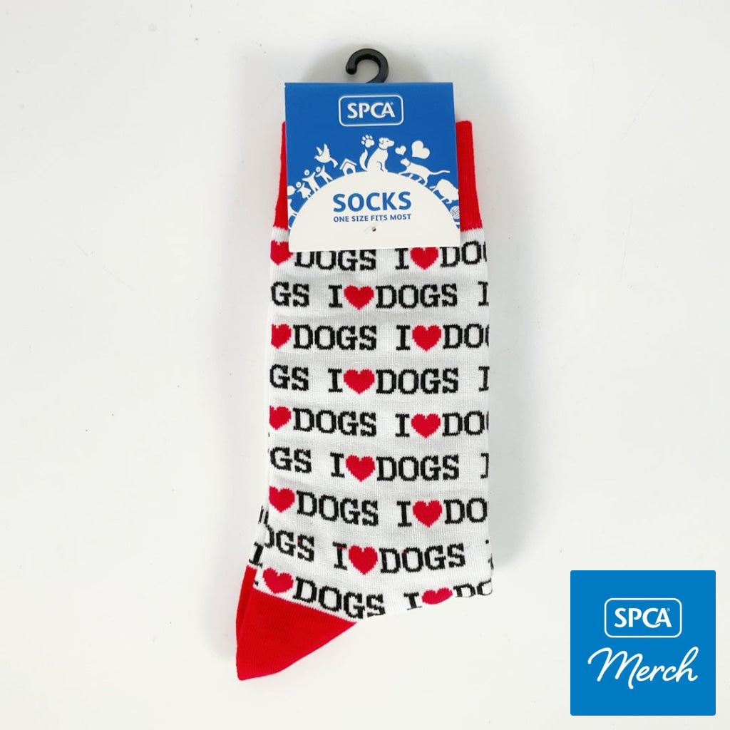 SPCA – SOCKS – I LOVE DOGS – WHITE