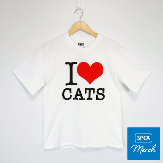SPCA – T-SHIRT – I LOVE CATS – WHITE