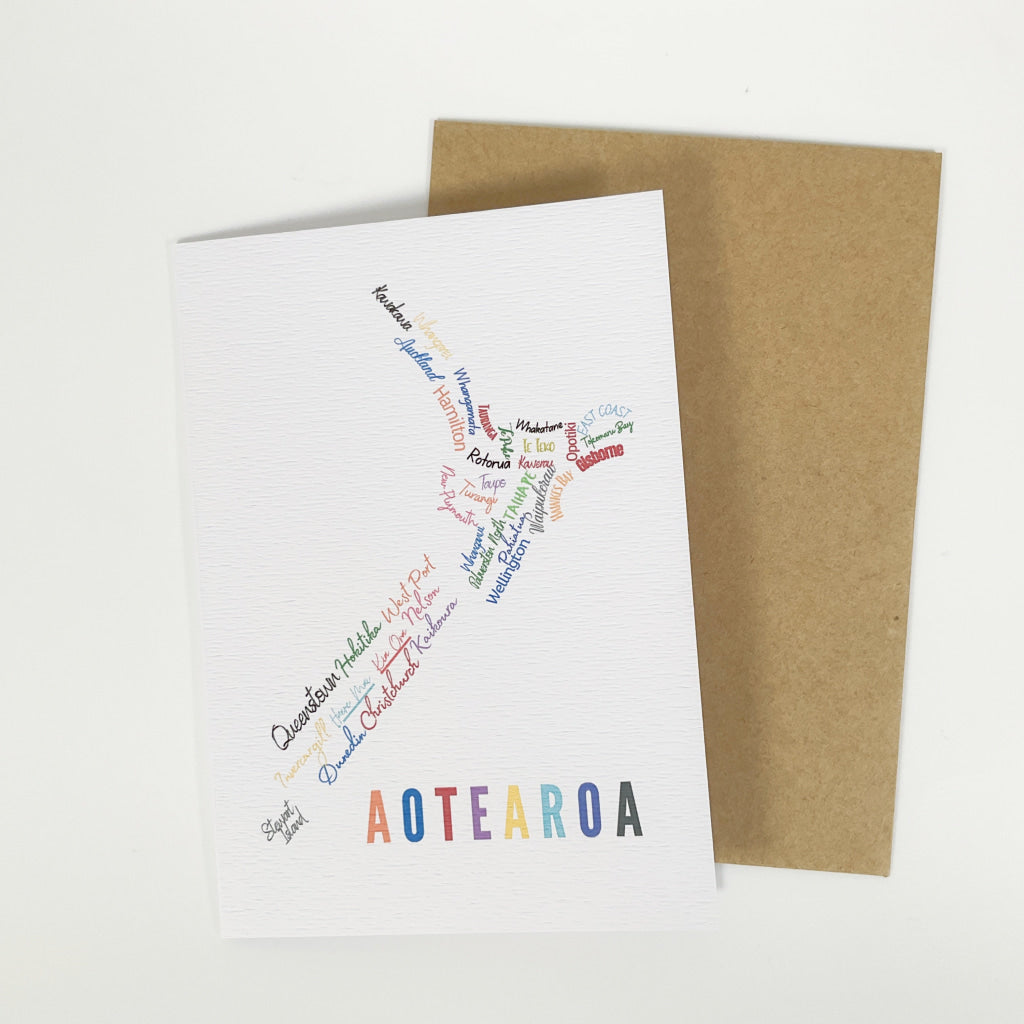 Tena Koe Greeting Cards - Aotearoa Map