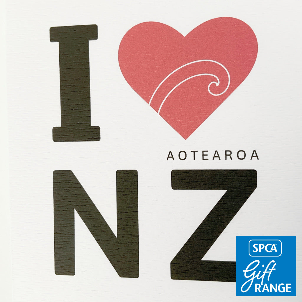 Tena Koe Greeting Cards - I Love Aotearoa Red