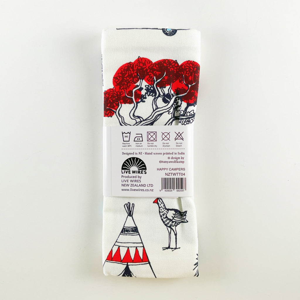 Wolfkamp & Stone - Happy Campers Tea Towel