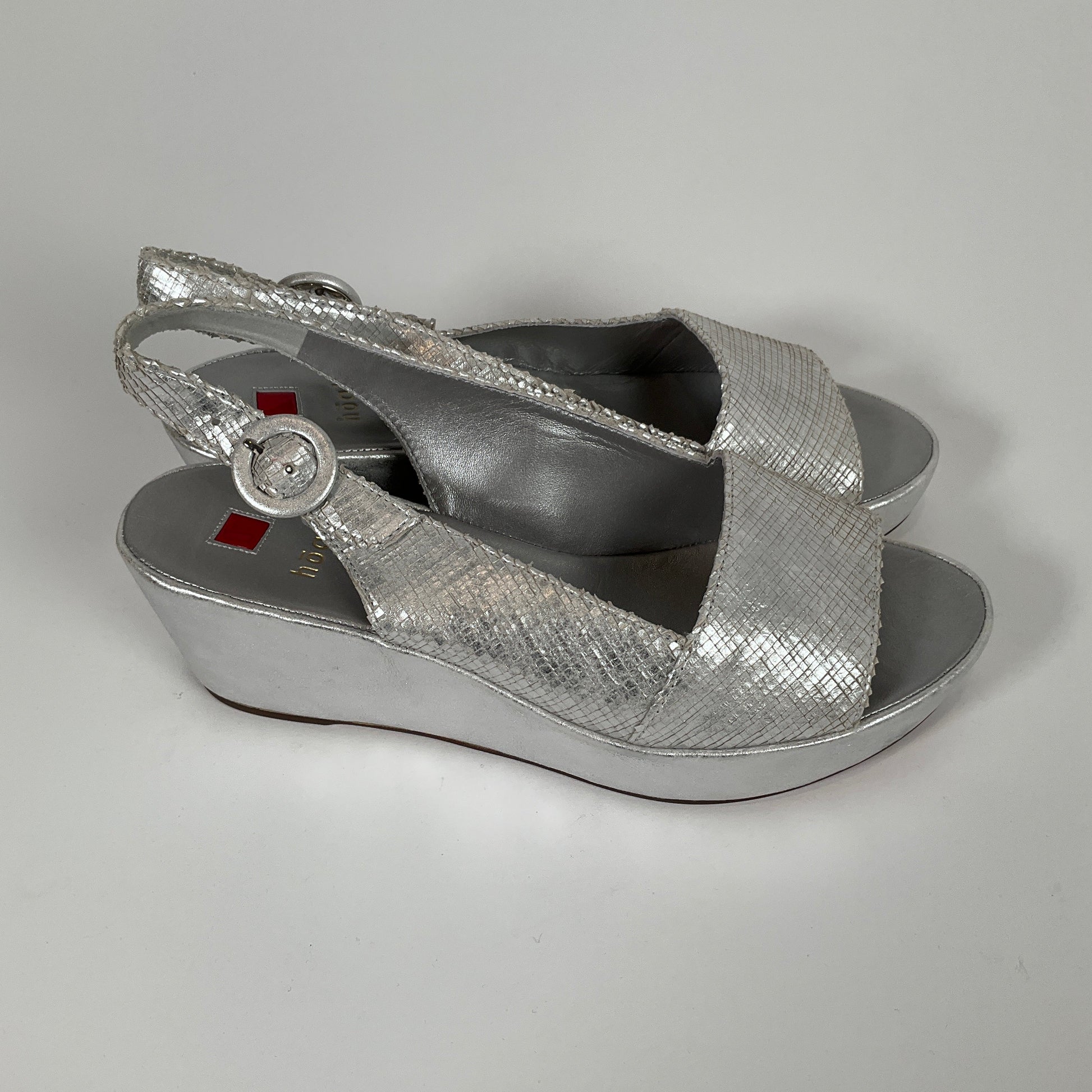 Hogl - Silver Wedge Sandals Size 6 Shoes