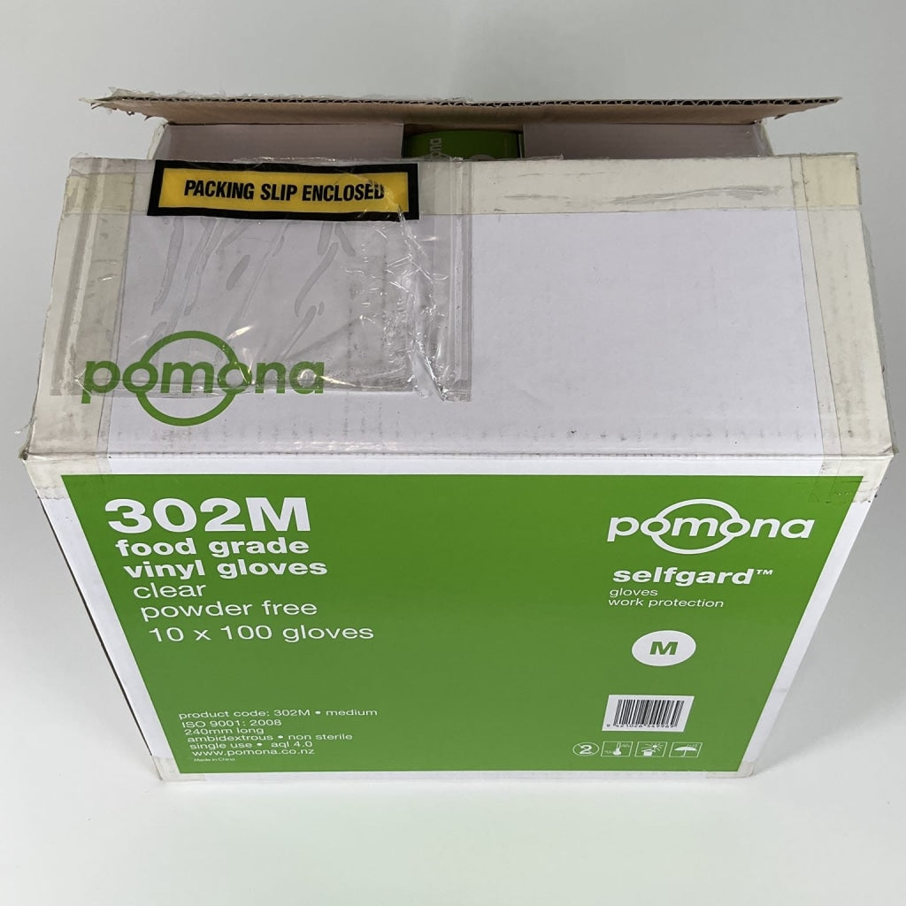 Pomona Selfgard Food Grade Vinyl Gloves M - Carton -